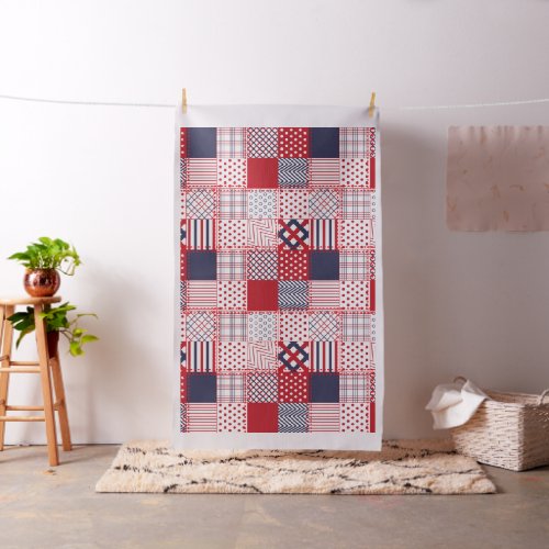 Red and blue Patchwork Fabric