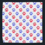 Red and blue paw prints bandana<br><div class="desc">Red and blue paw prints - a cute design perfect for a pet lover or a pet!</div>