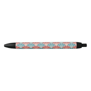 Red and Blue Peacock Tail Pattern Pen