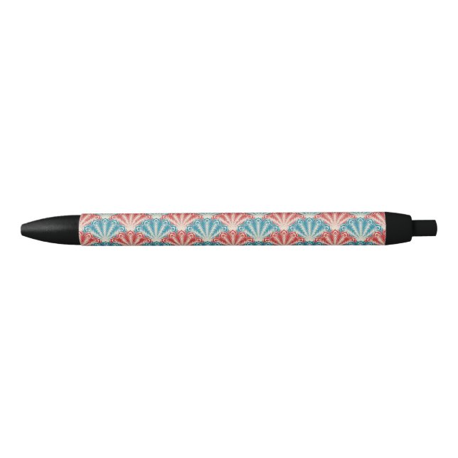 Red and Blue Peacock Tail Pattern Pen (Front)