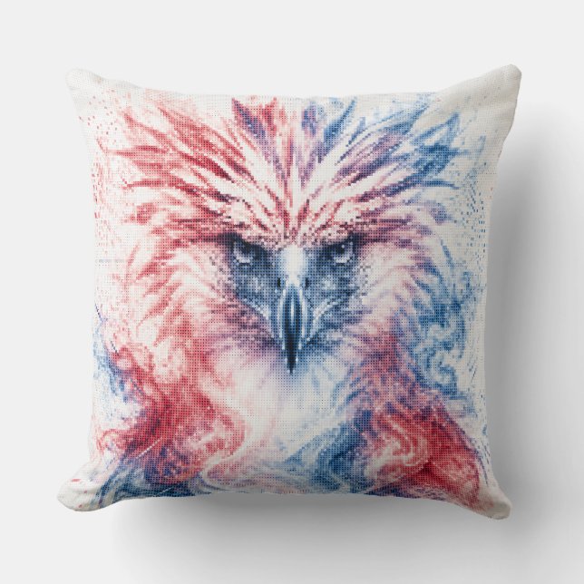 Red and Blue Philippines Eagle Geometric Art Throw Pillow (Front)