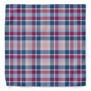 Red and blue plaid checkerboard dog bandana