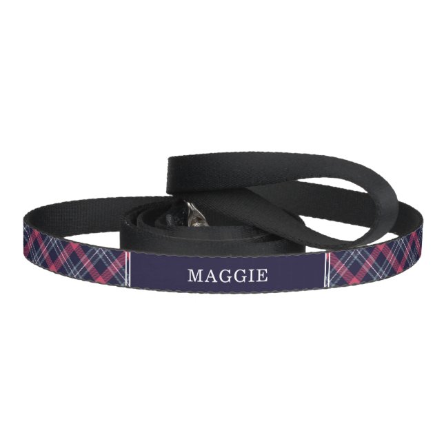 Red and Blue Plaid Pattern Pet Leash (Handle)