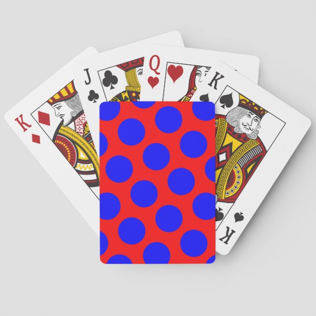Red and Blue Polka Dots Poker Cards (Back)