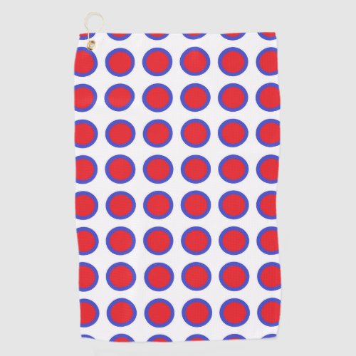 Red and Blue Polka Dots White Golf Towel