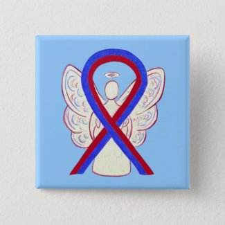 Red and Blue Ribbon Awareness Angel Button Pins