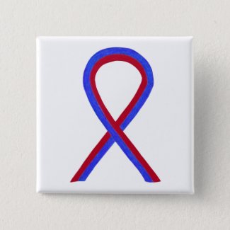 Red and Blue Ribbon Awareness Button Pins