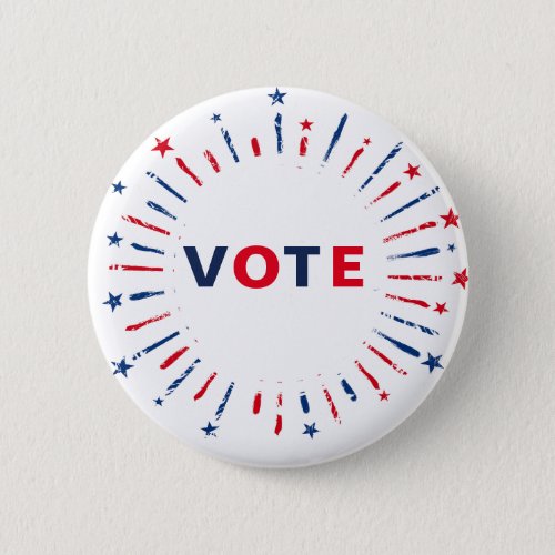 Red and Blue Round Geometric Vote Campaign Button