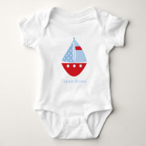Red and Blue Sailboat Baby Bodysuit