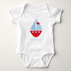 Red and Blue Sailboat Baby Bodysuit