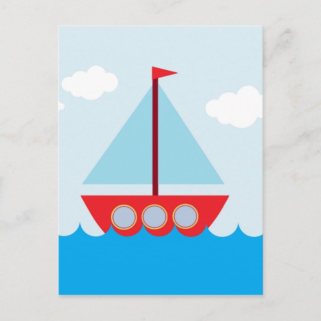 Red and Blue Sailboat Postcard (Front)