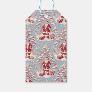 Red and Blue Santa Toile Chinoiserie Gift Tags