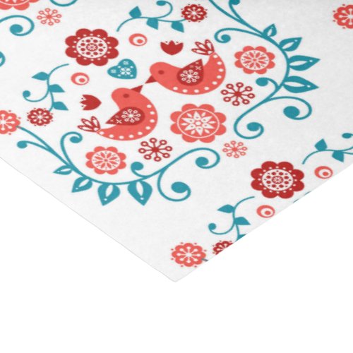 red and blue Scandinavian folk pattern Tissue Paper