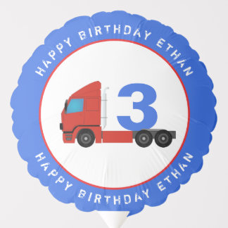 Red and Blue Semi Truck Birthday Custom Balloon
