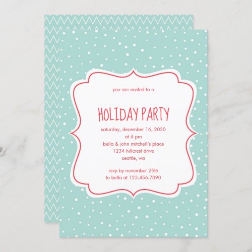 Red and Blue Snow Holiday Party Invitation