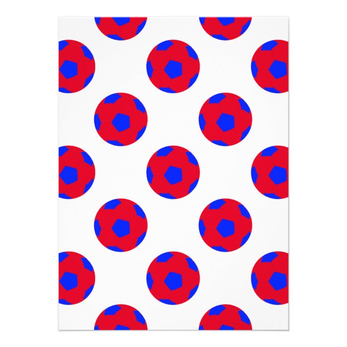 Red and Blue Soccer Ball Pattern Custom Invites