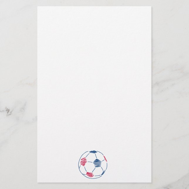 red and blue soccer scribble graphic stationery (Front)