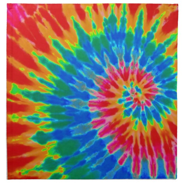 Red and Blue Spiral Tie Dye Cloth Napkin (Front)