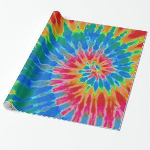 Red and Blue Spiral Tie Dye Wrapping Paper