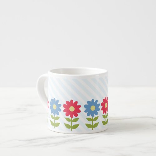 Red and Blue Spring Flowers Espresso Cup