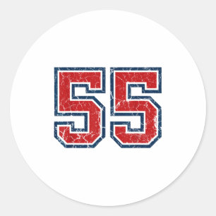 Red And Blue Srts Number 55 Jersey Uniform Player Classic Round Sticker