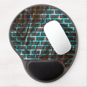 Red and blue stained, grid or scratch brick effect gel mouse pad