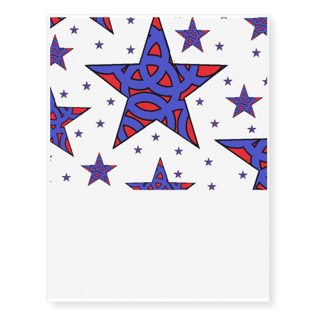 red and blue star temporary tattoos (Front)