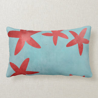 Red and Blue Starfish Lumbar Pillow