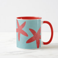 Red and Blue Starfish Mug