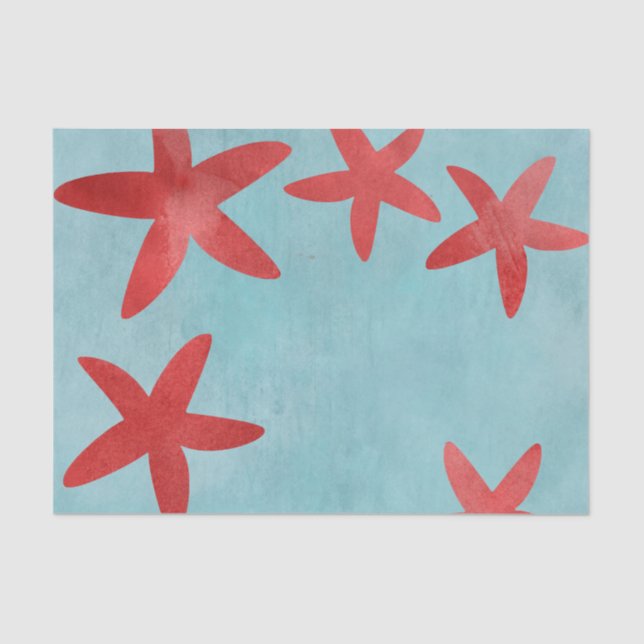 Red and Blue Starfish Tissue Paper (Front)