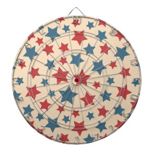 Red and Blue Stars, 4th of July, Beige Background Dart Board