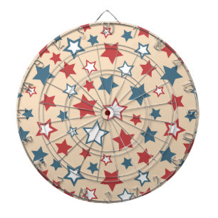 Red and Blue Stars, 4th of July, Beige Background Dart Board
