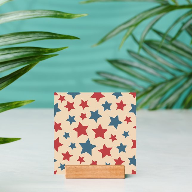 Red and Blue Stars, 4th of July, Beige Background Holder (Insitu 2)