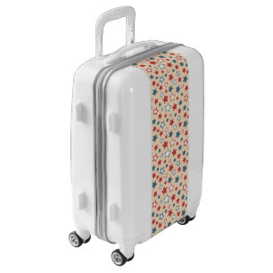 Red and Blue Stars, 4th of July, Beige Background Luggage