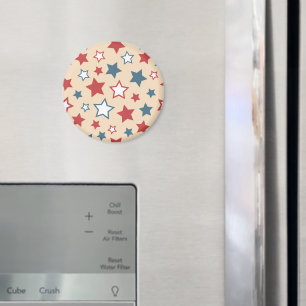Red and Blue Stars, 4th of July, Beige Background Magnet