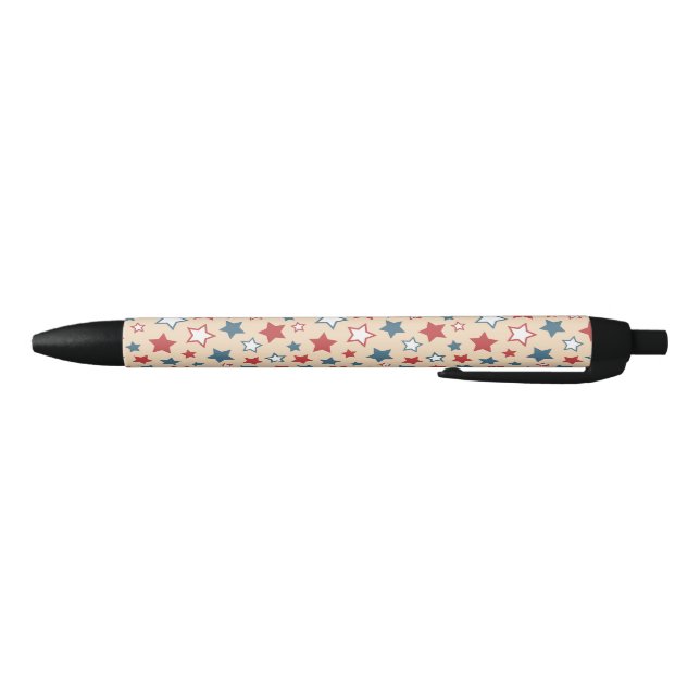 Red and Blue Stars, 4th of July, Beige Background Pen (Bottom)