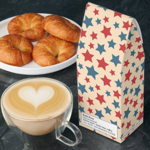 Red and Blue Stars, 4th of July, Beige Background Roasted Coffee