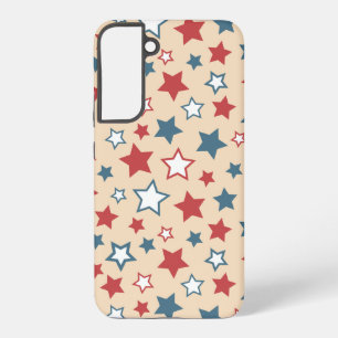 Red and Blue Stars, 4th of July, Beige Background Samsung Galaxy S22+ Case