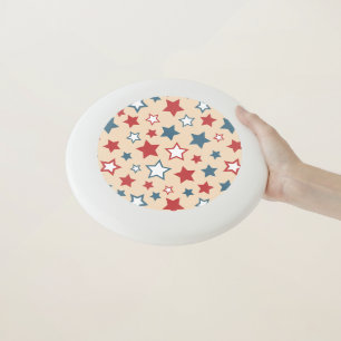 Red and Blue Stars, 4th of July, Beige Background Wham-O Frisbee