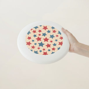 Red and Blue Stars, 4th of July, Beige Background Wham-O Frisbee