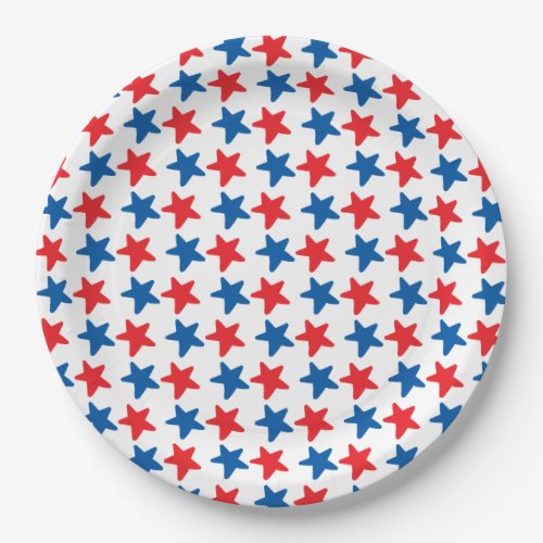 Red and Blue Stars  4th of July Paper Plates