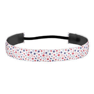 Red and Blue Stars, 4th of July, White Background Athletic Headband