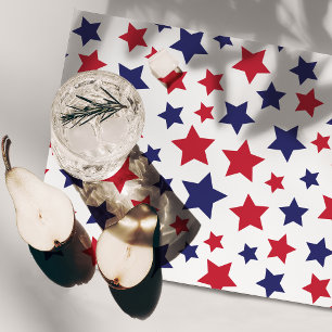 Red and Blue Stars, 4th of July, White Background Cloth Placemat