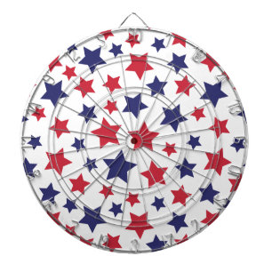 Red and Blue Stars, 4th of July, White Background Dart Board