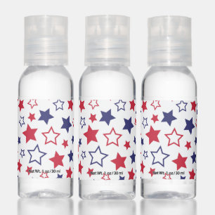 Red and Blue Stars, 4th of July, White Background Hand Sanitizer
