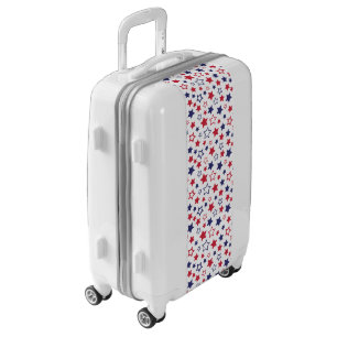 Red and Blue Stars, 4th of July, White Background Luggage