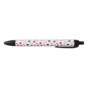Red and Blue Stars, 4th of July, White Background Pen