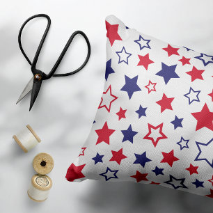 Red and Blue Stars, 4th of July, White Background Pet Bed