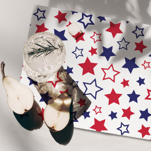 Red and Blue Stars, 4th of July, White Background Placemat