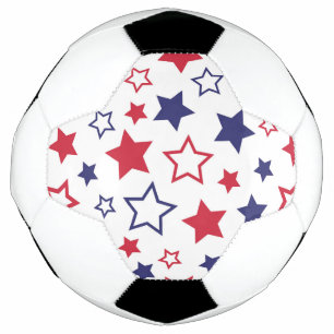 Red and Blue Stars, 4th of July, White Background Soccer Ball